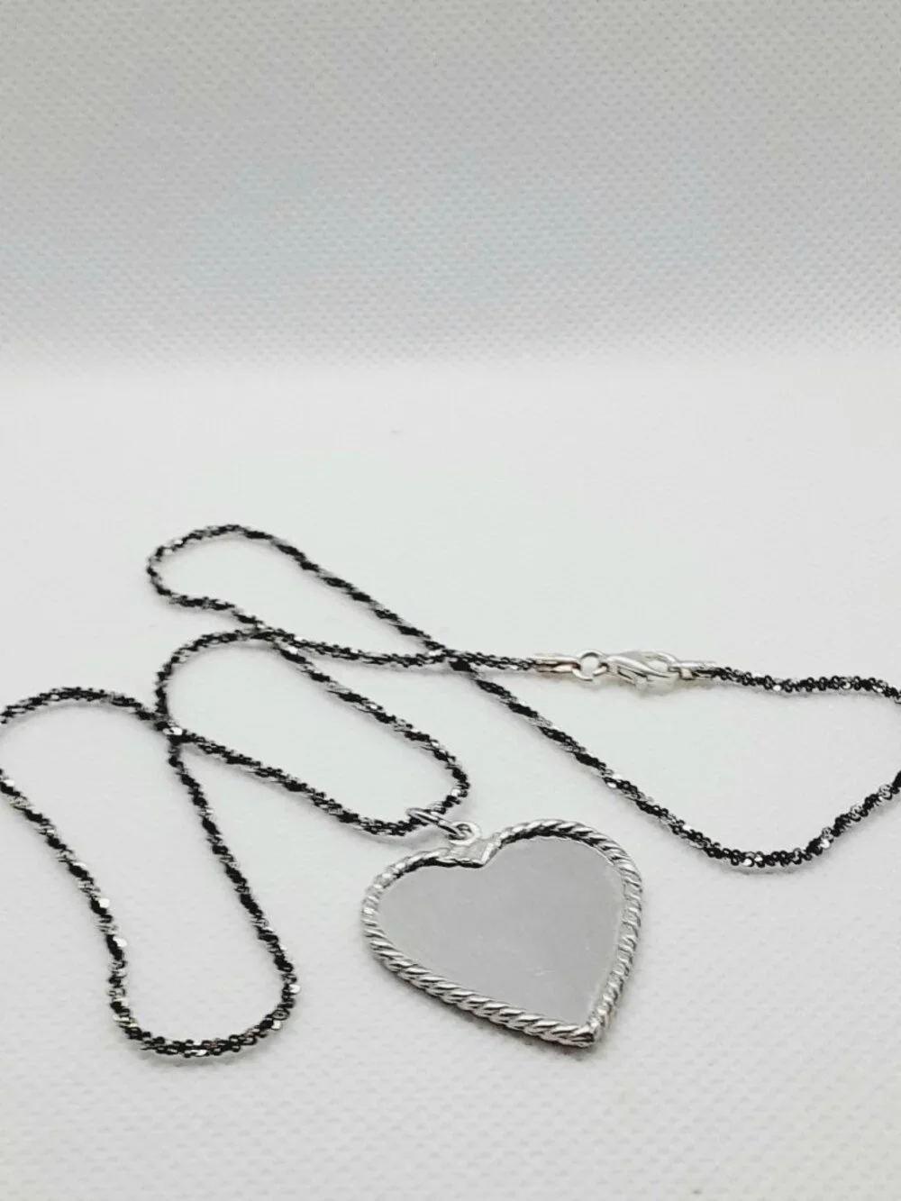 NEW 18 inch 925 oxidized wheat chain and mirrored heart pendant - Picture 12 of 12